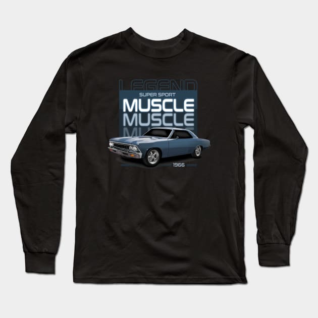 1966 Chevelle Long Sleeve T-Shirt by hardtbonez